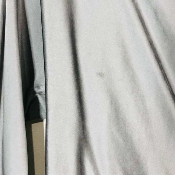 Cassis Collection Grey Long Sleeve Silk Mixed Media Top with Neck Tie Medium - Picture 9 of 9